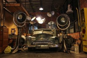 retro car in the garage