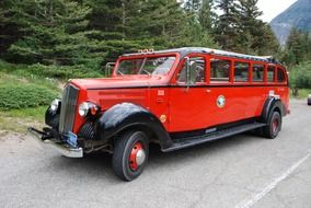 red car in national park