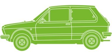 green car drawing on a white background