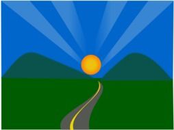 sun over the hills as a colorful illustration