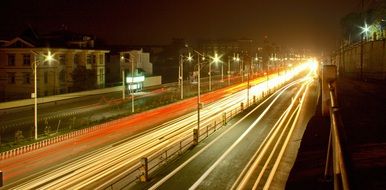 night highway on long exposure
