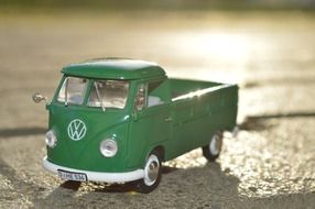 vintage toy, green vw truck