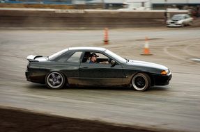 sporty nissan skyline on the track