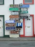colorful road signs on the wall