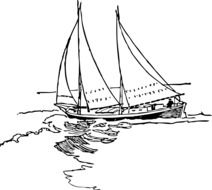 Black and white drawing of the sailing ship clipart