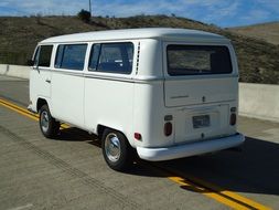 white retro volkswagen bus