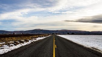 Landscape of the long empty road