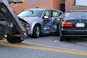 car accident on a city street