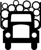 truck loaded with timber logs, front view