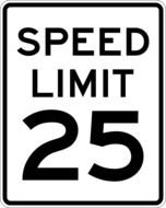 25 miles speed limit sign