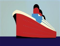 graphic image of a red cruise liner