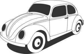 drawing of a white volkswagen beetle
