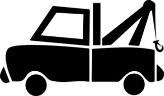 tow truck, black silhouette, icon