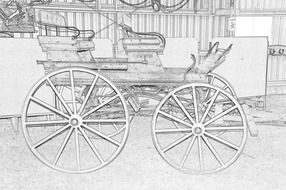 vintage horse-drawn carriage, illustration