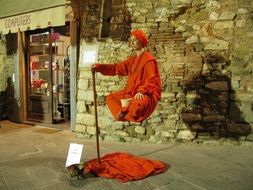 street performer in open village
