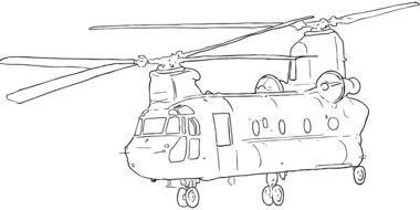 drawing of a military helicopter