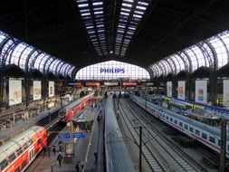 trains in central station, germany, hamburg