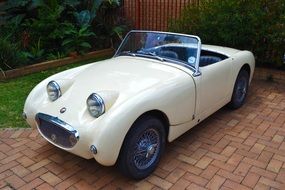 vintage retro car of white color