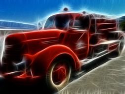 fire truck digital art