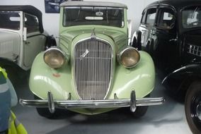 Green Skoda in museum, mlada boleslav, czech