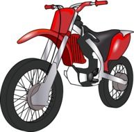 drawing of a red motorcycle on a white background
