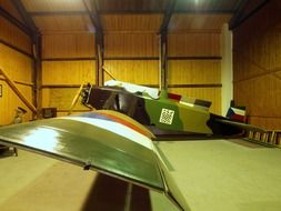 wing of vintage airplane close up