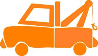 orange silhouette tow truck drawing