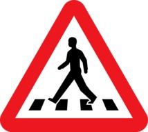 pedestrian crossing warning sign