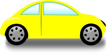 drawing of a yellow Volkswagen car on a white background