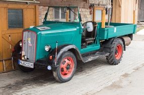 classic green truck Opel as a museum piece