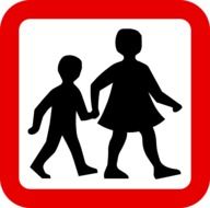 walking children, trafftic sign