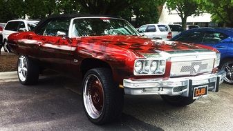 red retro convertible as a vehicle