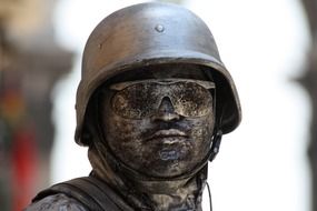 statue of a soldier on a blurred background close up