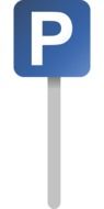 blue parking sign on a pole