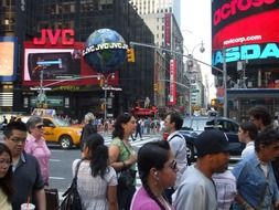 crowded Times Square in New York