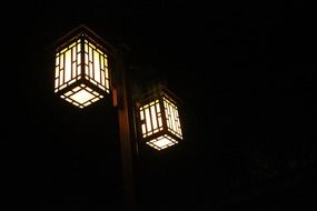 square street lamp in the dark