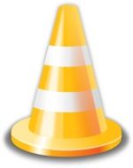 road cone with orange and white stripes on a white background