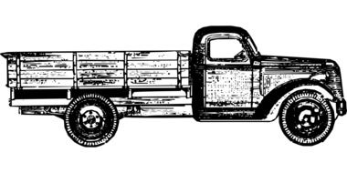 black and white graphic image of a truck