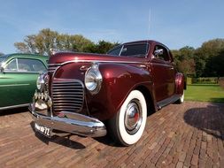 burgundy retro car