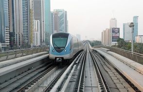 metro on the streets in dubai