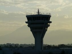 control tower at dusk