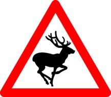 warning sign about the appearance of a deer on the road