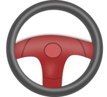 grew and red steering wheel, drawing