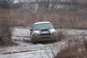 auto rally through the mud