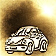 car drawing in yellow light