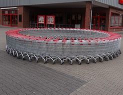 metal carts near the store