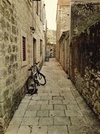 bike on an old narrow street in Croatia