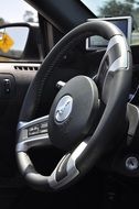 leather steering wheel from the car mustang