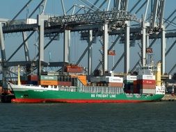 cargo ship in the port of antwerp