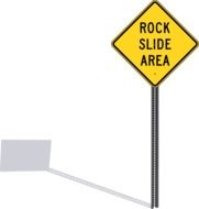 traffic sign rock slide area